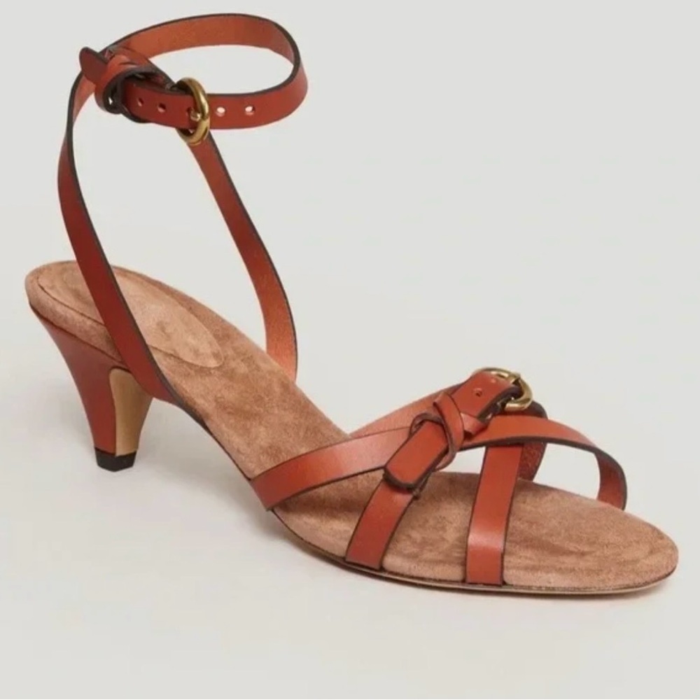 Jerome Dreyfuss NIB Leather Ankle-Strap Sandal in Cognac EU 40